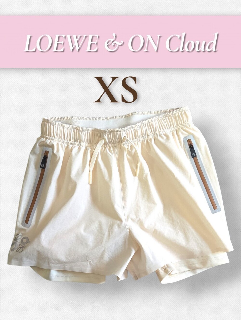LOEWE x On Running Performance 2-in-1 Layered Shorts Ivory XS Like New Neutral